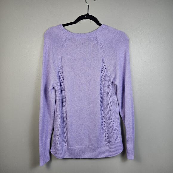 J. Jill Textured-Sides Crew Neck Sweater Purple Womens Size XS Soft Cozy - Picture 3 of 7